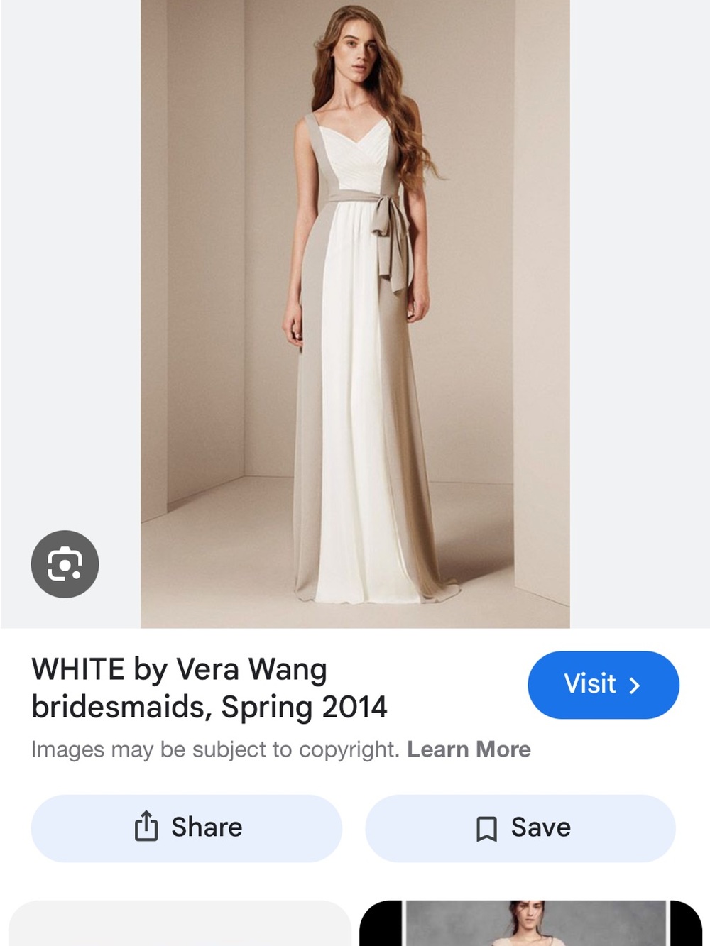 Vera Wang Taupe and Ivory Two-Tone Sleeveless Maxi Dress